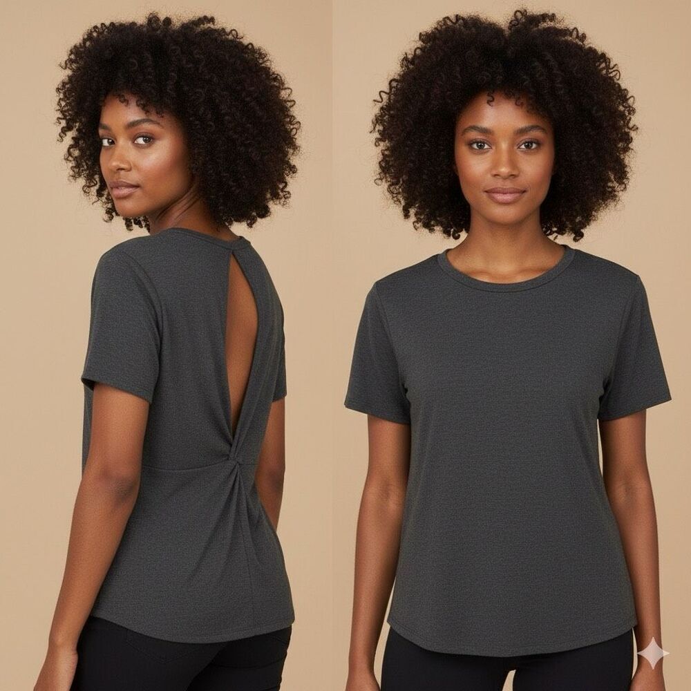 Athleta Twist Back Relaxed Fit Tee Gray Size XS